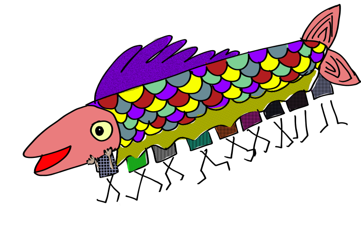 Dibujo de una sardina de colores